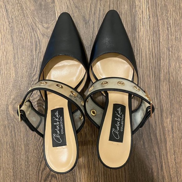 Charles & Keith Collection Black Heels Slingback Mules - Size 7 - Picture 4 of 5